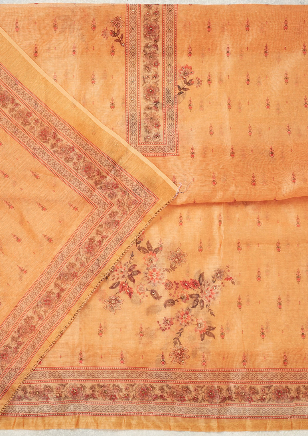 Mustard Zariwork (Gold) Chanderi Unstitched Salwar Suit