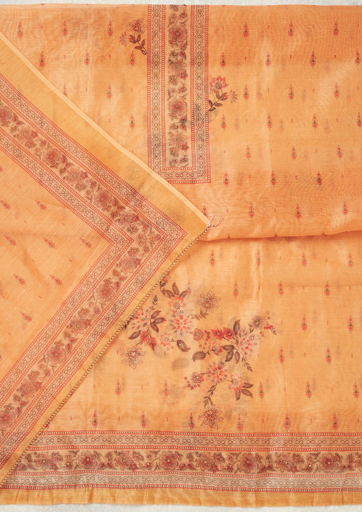 Mustard Zariwork (Gold) Chanderi Unstitched Salwar Suit