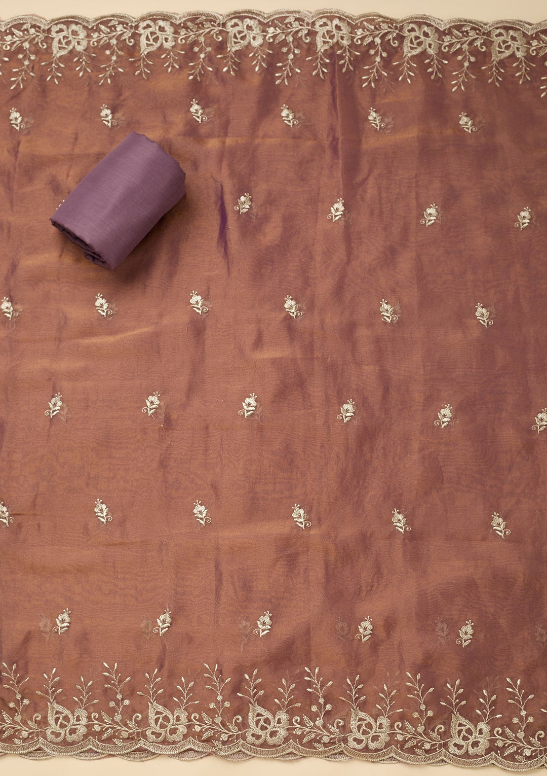 Lavender Zariwork (Gold) Tissue Unstitched Salwar Suit