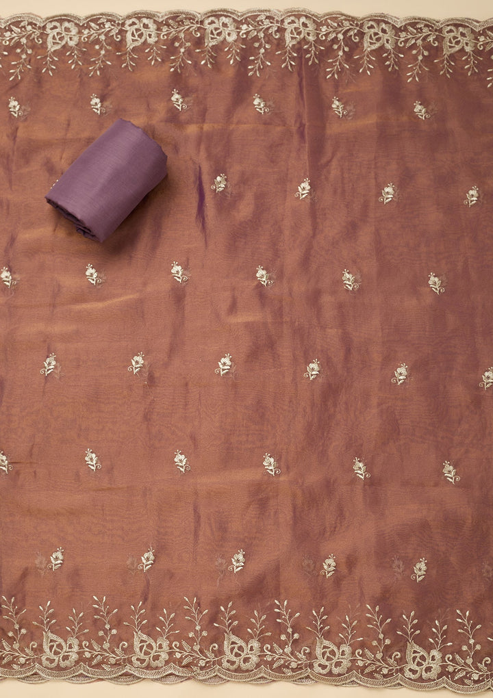 Lavender Zariwork (Gold) Tissue Unstitched Salwar Suit