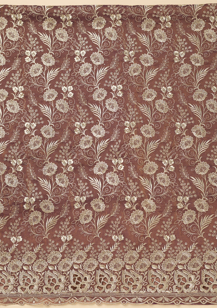 Lavender Zariwork (Gold) Tissue Unstitched Salwar Suit