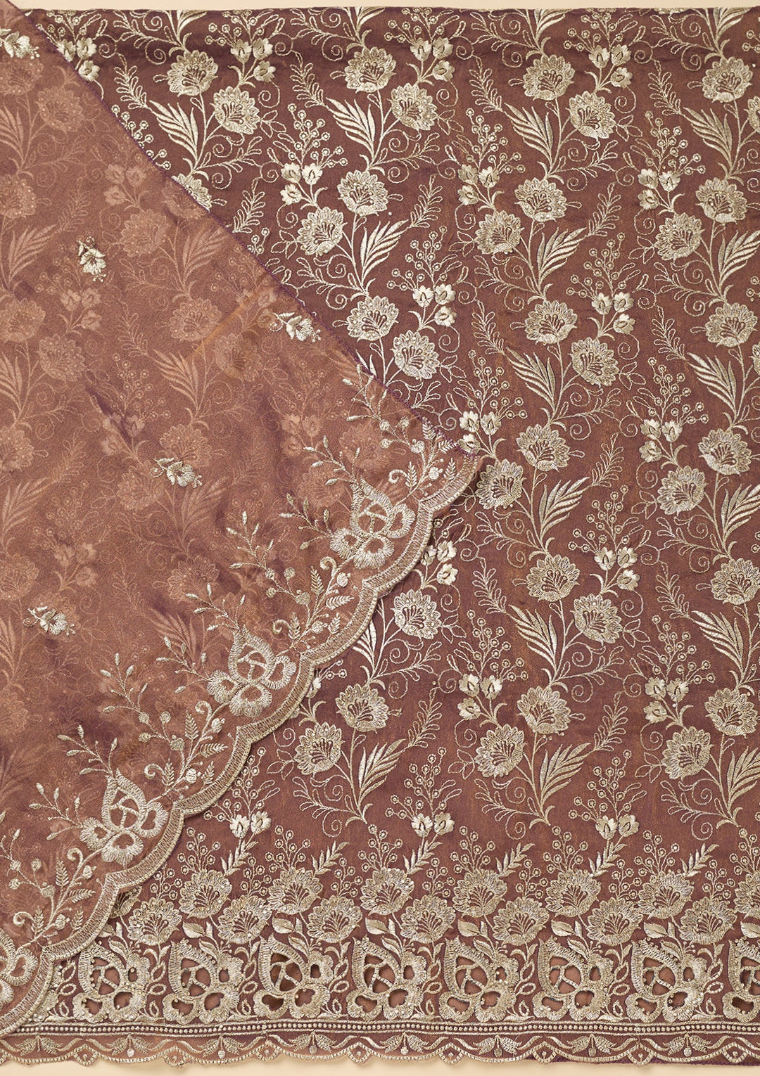 Lavender Zariwork (Gold) Tissue Unstitched Salwar Suit