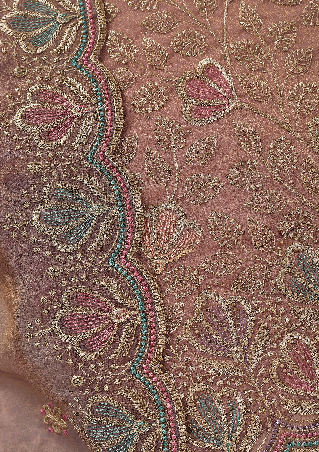 Lavender Zardozi (Gold) Shimmer Unstitched Salwar Suit