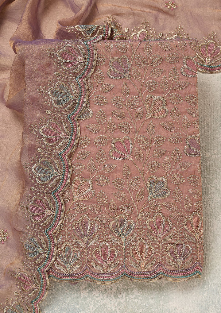 Lavender Zardozi (Gold) Shimmer Unstitched Salwar Suit