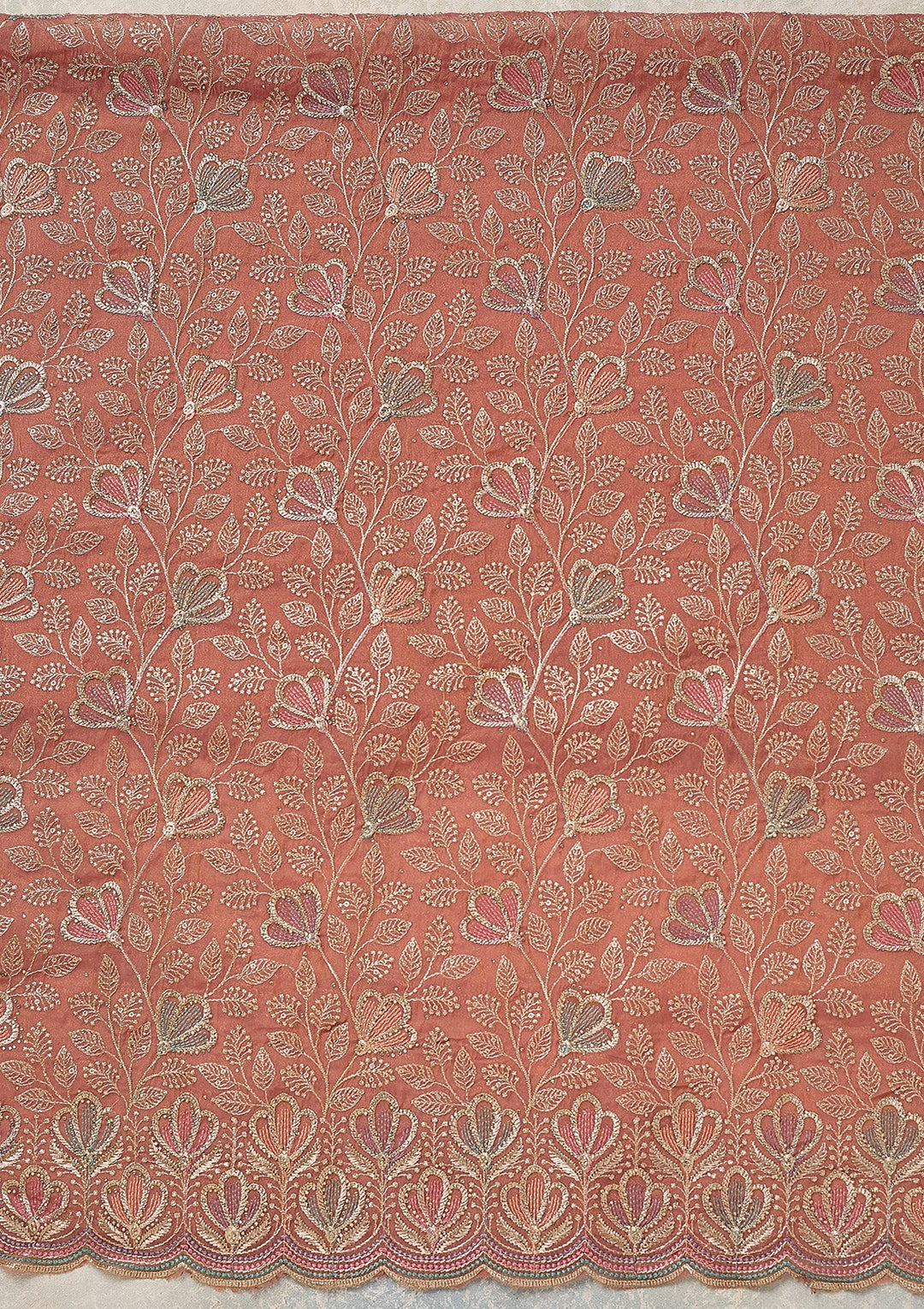 Peach Zardozi (Gold) Shimmer Unstitched Salwar Suit