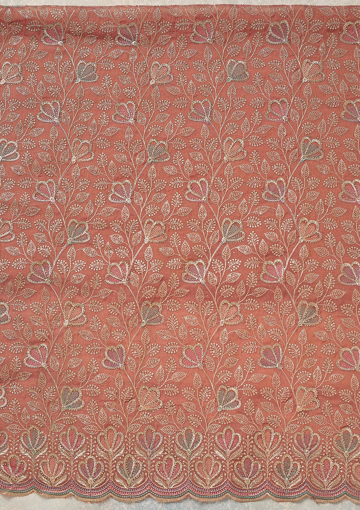 Peach Zardozi (Gold) Shimmer Unstitched Salwar Suit