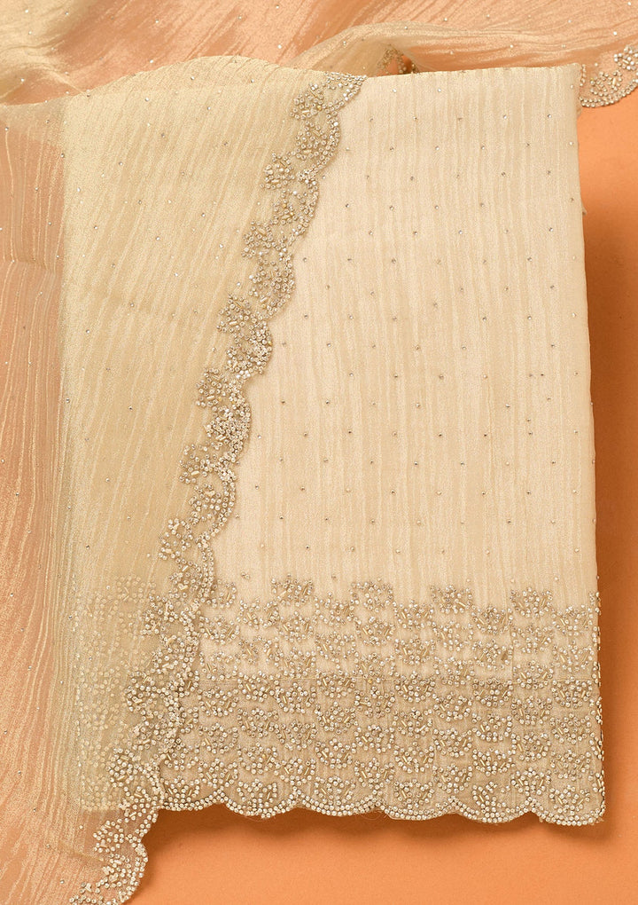 Beige Stonework (Gold) Tissue Unstitched Salwar Suit