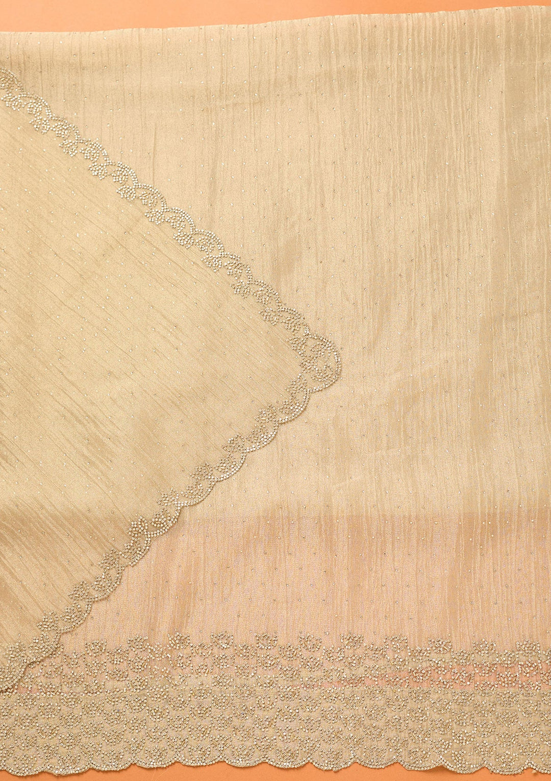 Beige Stonework (Gold) Tissue Unstitched Salwar Suit