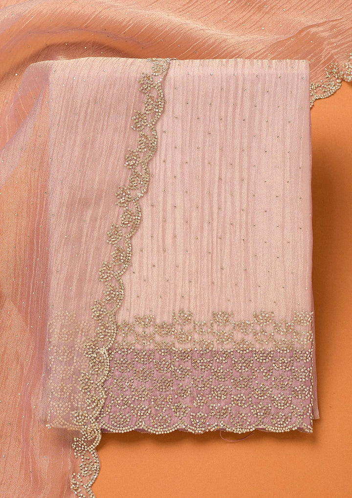 Lavender Stonework (Gold) Tissue Unstitched Salwar Suit