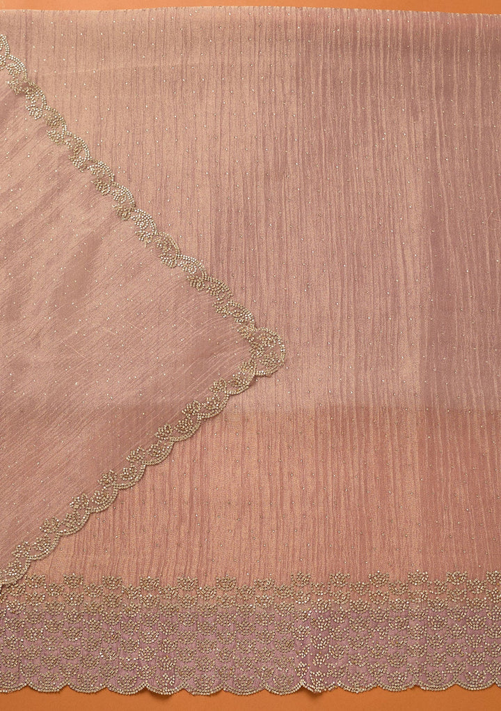 Lavender Stonework (Gold) Tissue Unstitched Salwar Suit