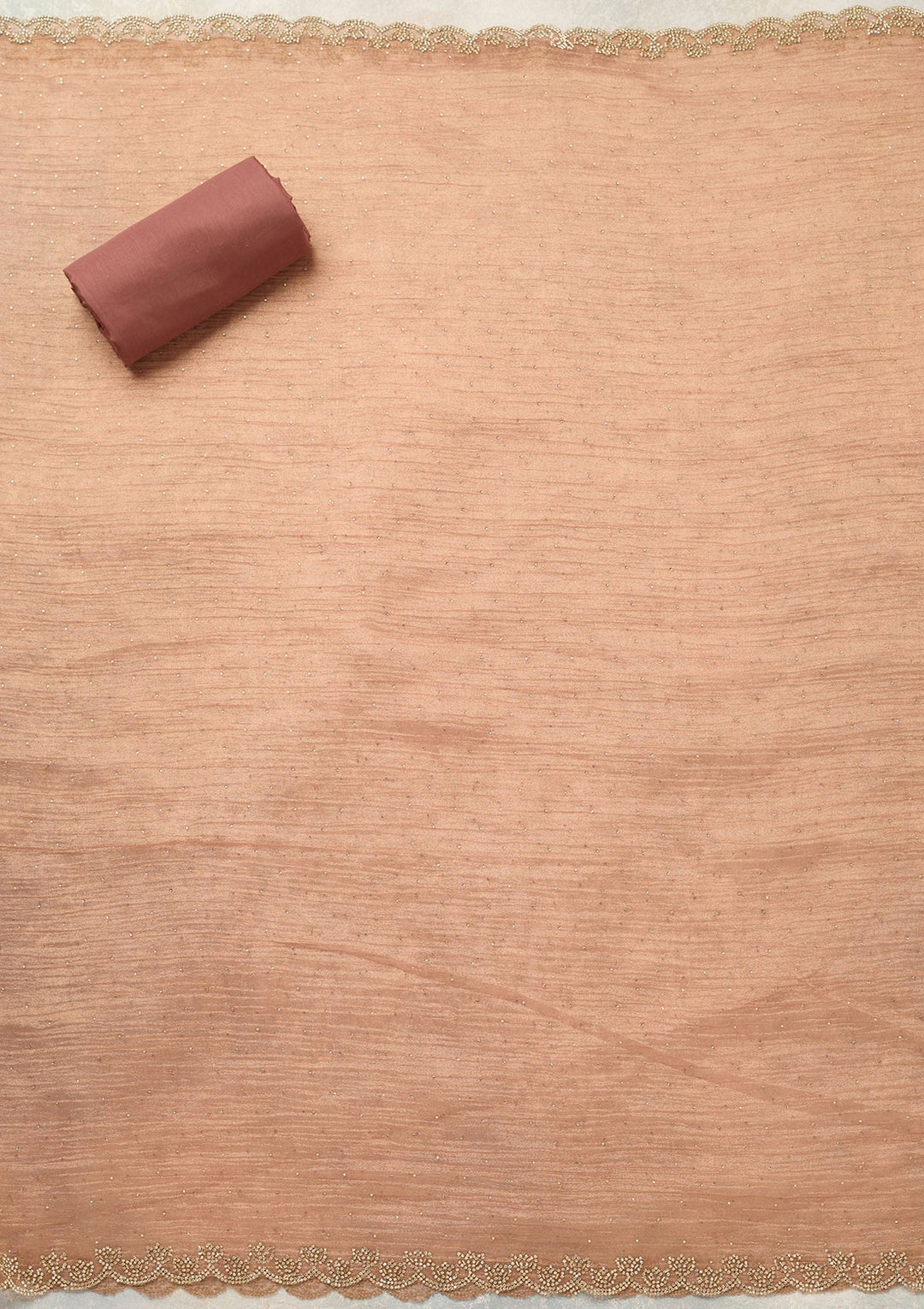 Peach Stonework (Gold) Tissue Unstitched Salwar Suit