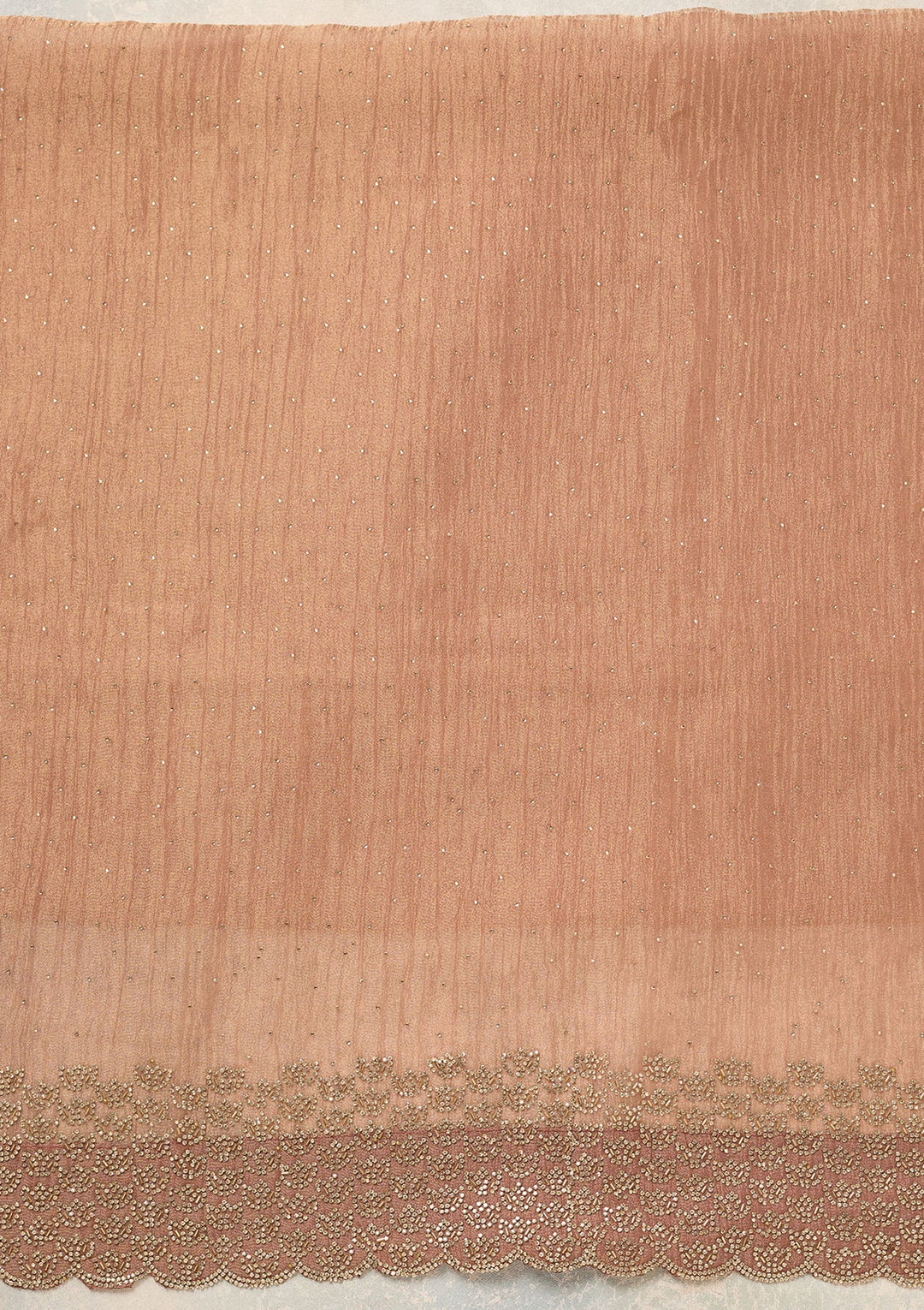 Peach Stonework (Gold) Tissue Unstitched Salwar Suit