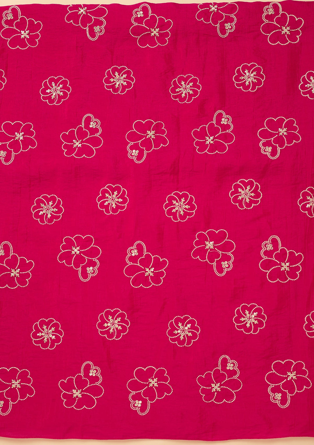 Rani Pink Threadwork Crepe Unstitched Salwar Suit