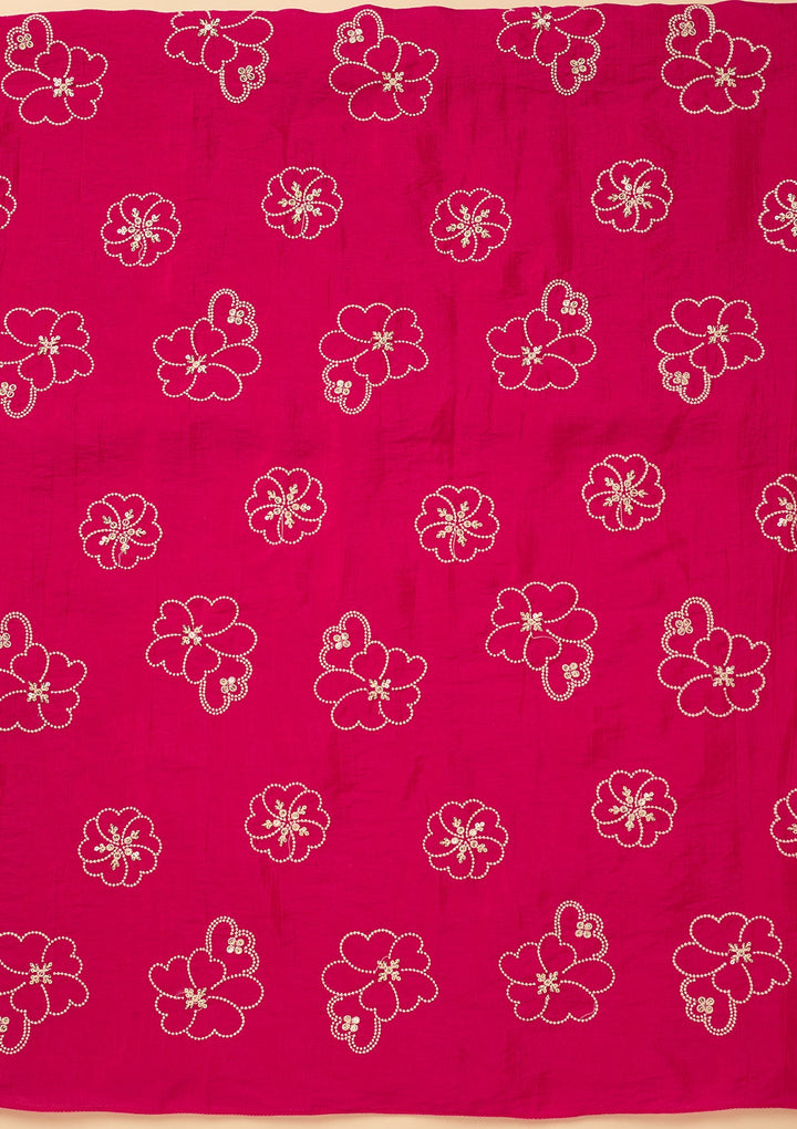 Rani Pink Threadwork Crepe Unstitched Salwar Suit