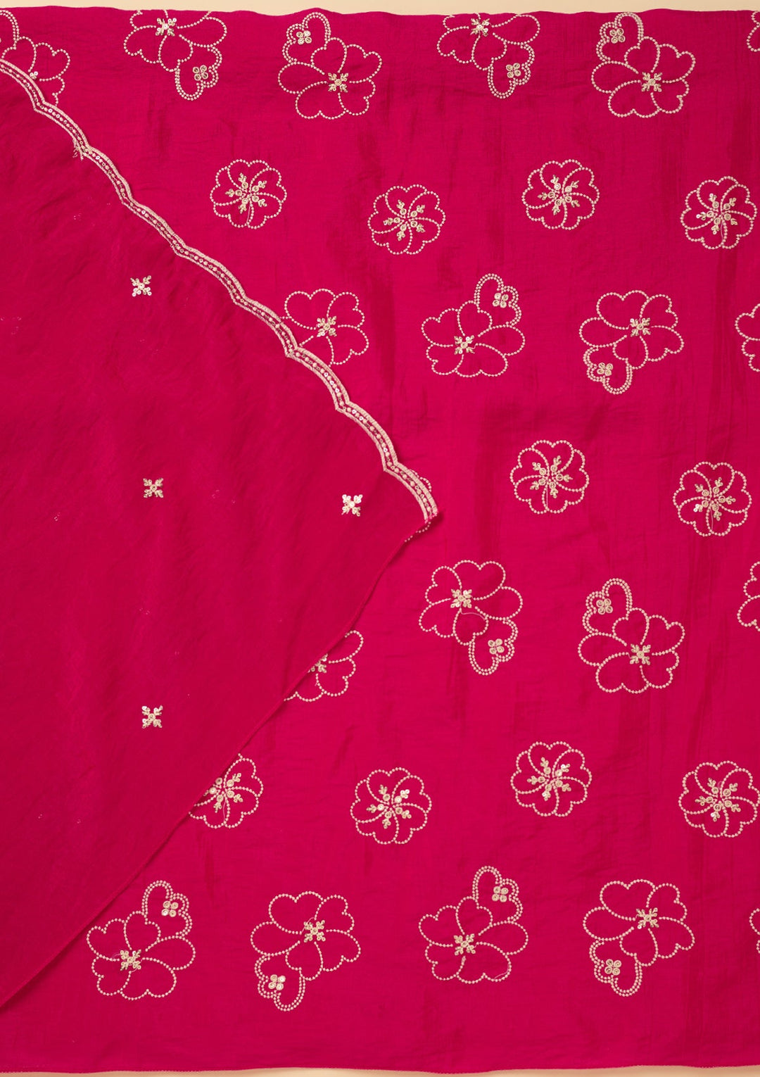 Rani Pink Threadwork Crepe Unstitched Salwar Suit