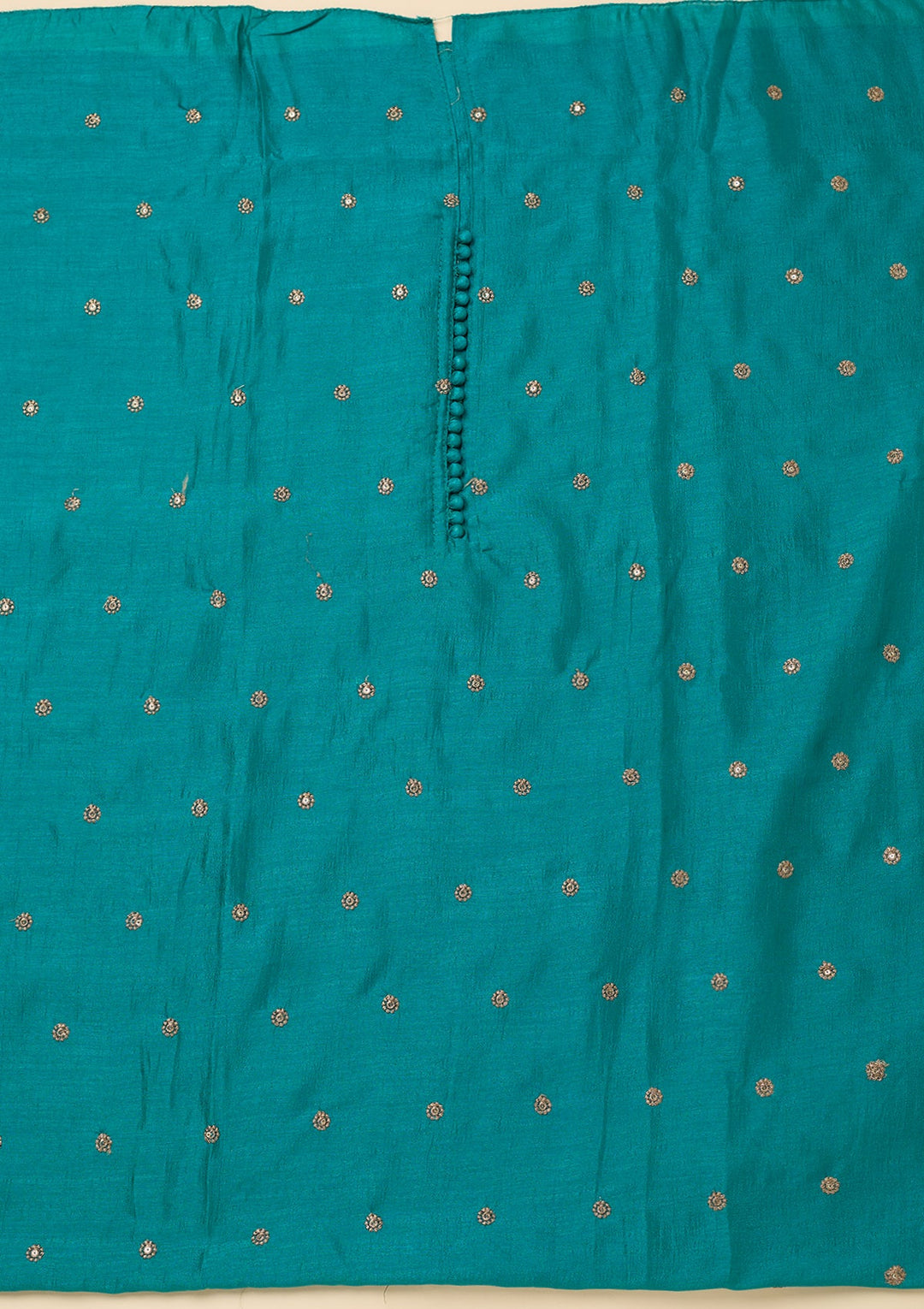 Peacock Green Zariwork (Gold) Soft Raw Silk Unstitched Salwar Suit