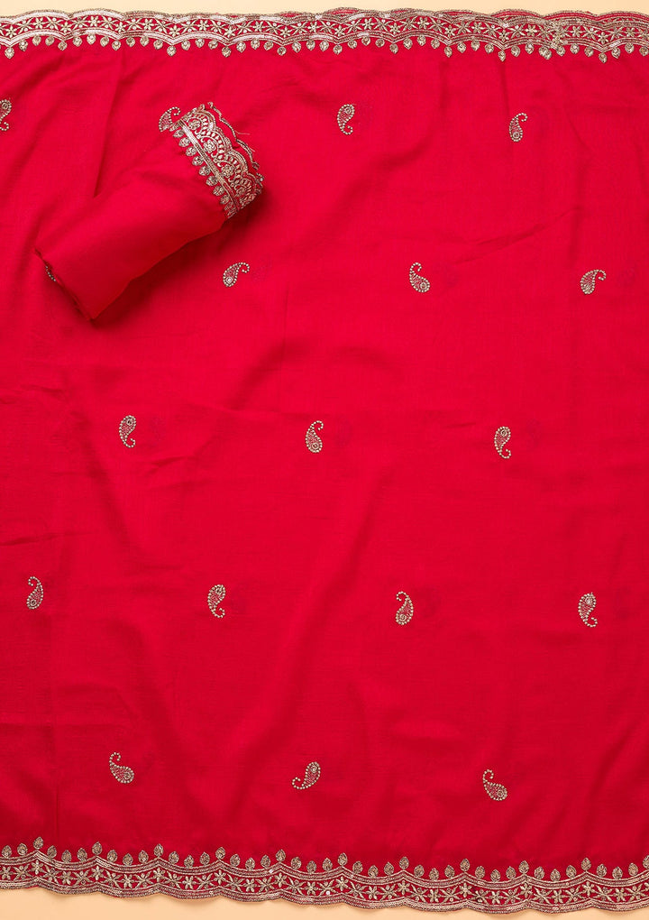 Rani Pink Zariwork (Gold) Georgette Unstitched Salwar Suit