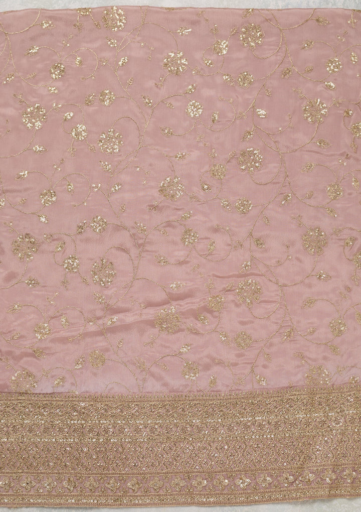 Lavender Zariwork (Gold) Dola Silk Unstitched Salwar Suit