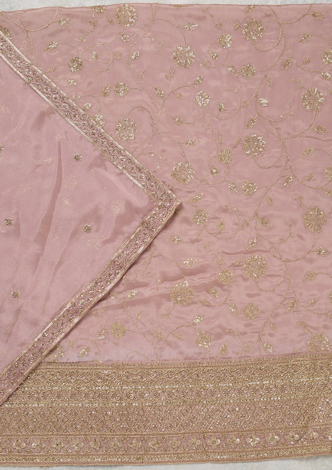 Lavender Zariwork (Gold) Dola Silk Unstitched Salwar Suit
