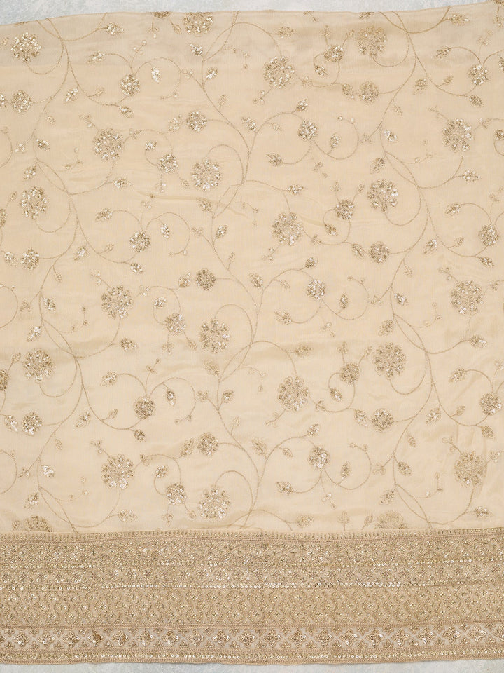Off White Zariwork (Gold) Dola Silk Unstitched Salwar Suit