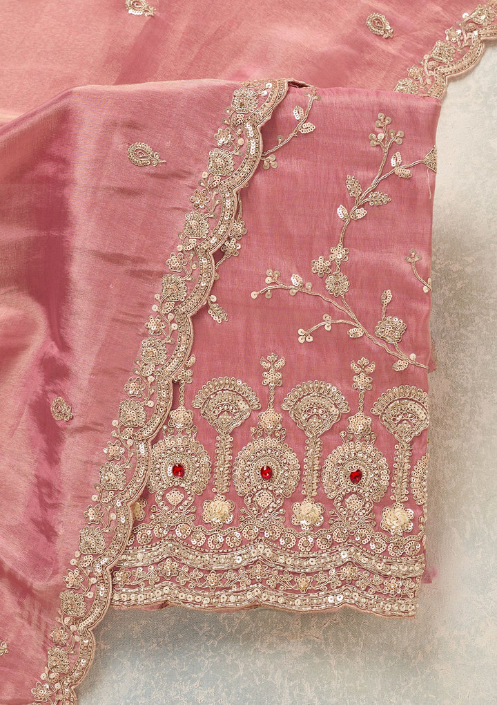 Onion Pink Cutdana Tissue Unstitched Salwar Suit