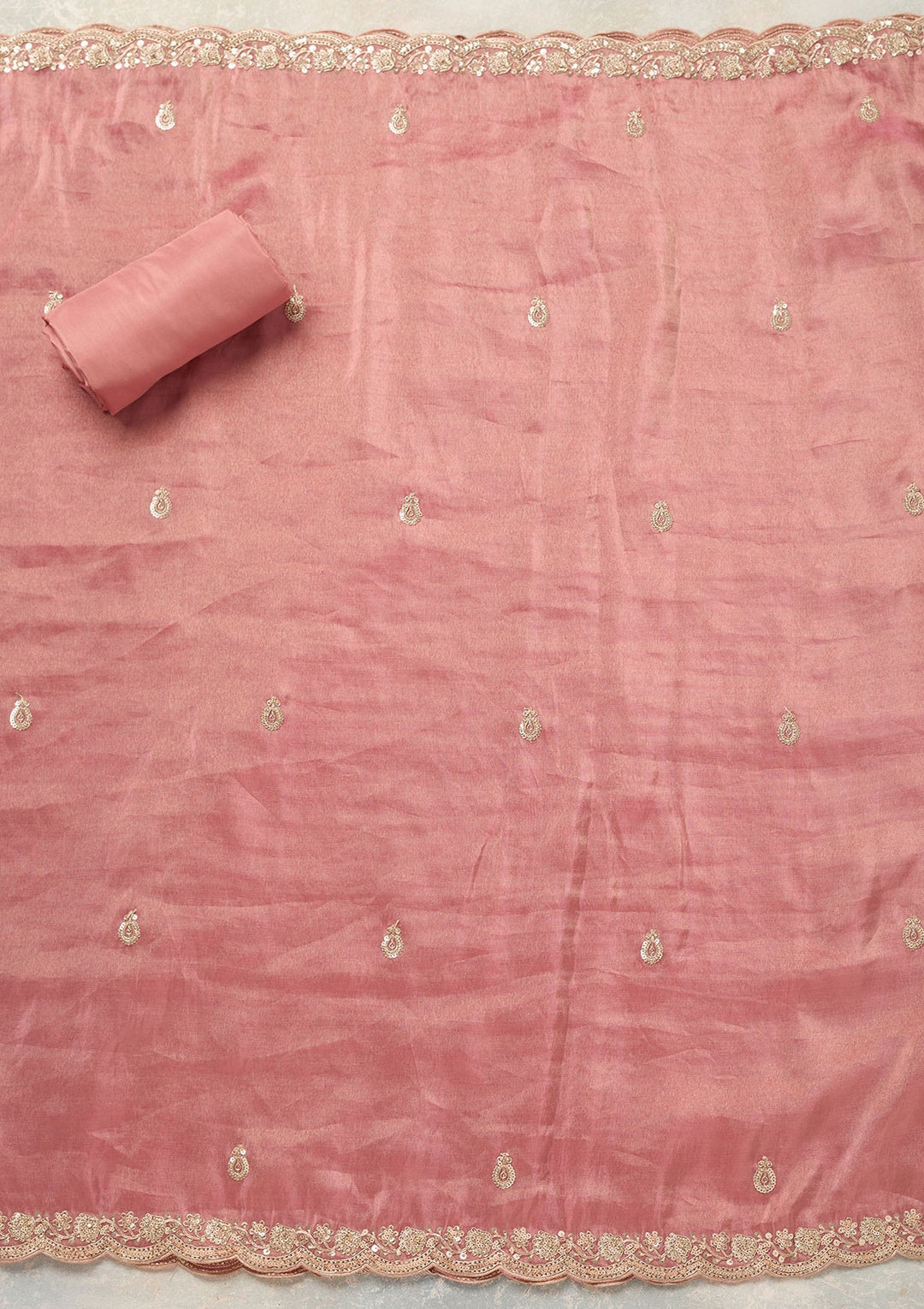Onion Pink Cutdana Tissue Unstitched Salwar Suit