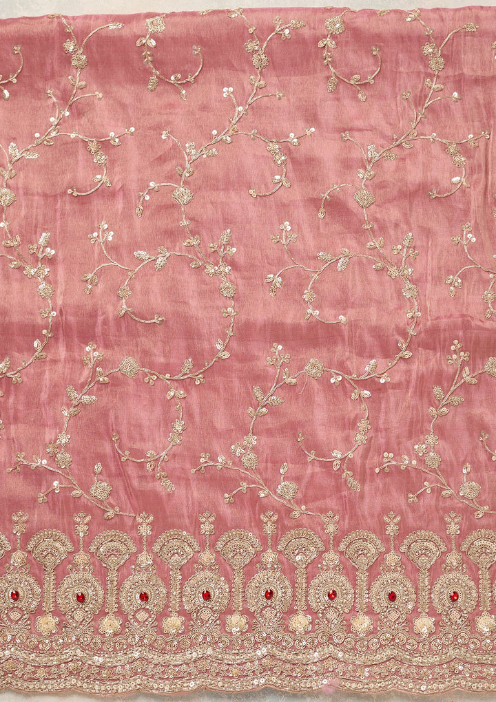 Onion Pink Cutdana Tissue Unstitched Salwar Suit