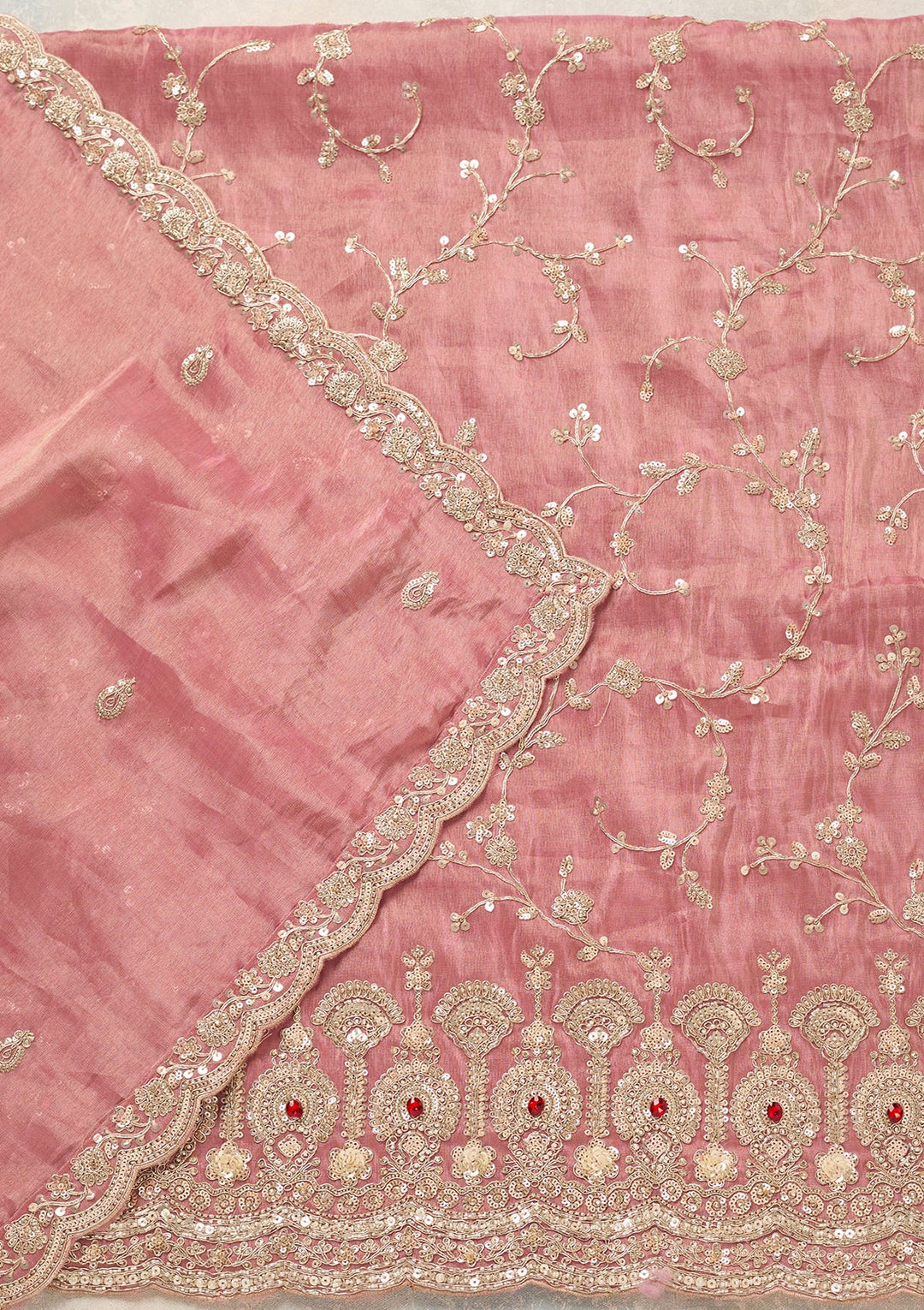 Onion Pink Cutdana Tissue Unstitched Salwar Suit