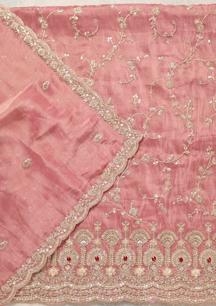 Onion Pink Cutdana Tissue Unstitched Salwar Suit