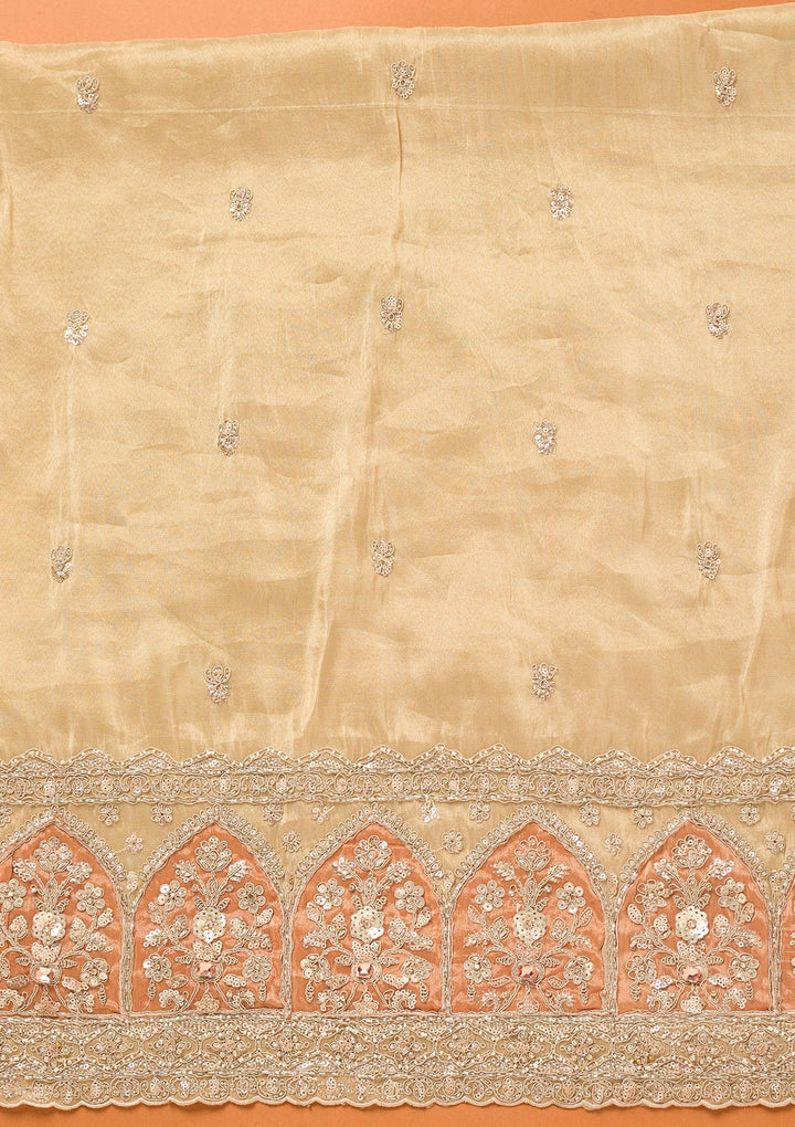Beige Cutdana Tissue Unstitched Salwar Suit