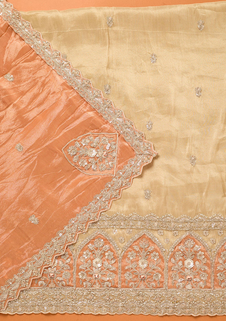 Beige Cutdana Tissue Unstitched Salwar Suit
