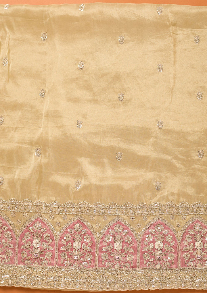 Beige Cutdana Tissue Unstitched Salwar Suit