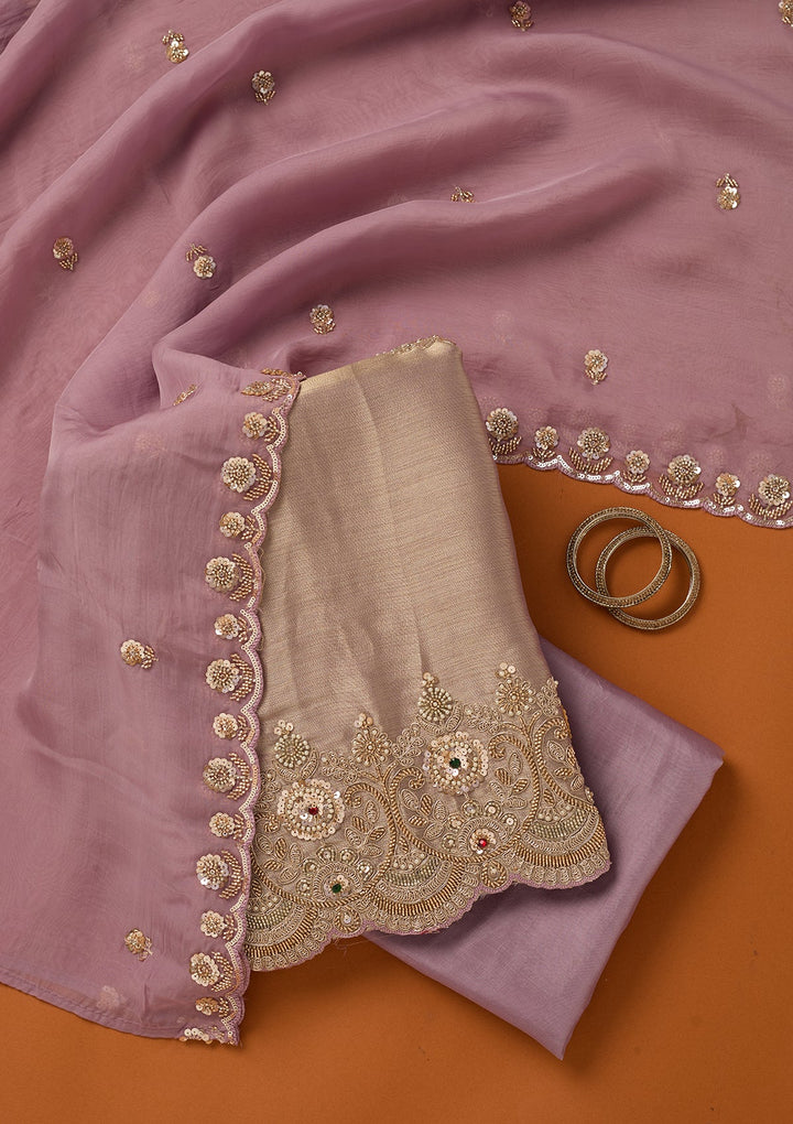 Lavender Cutdana Tissue Unstitched Salwar Suit