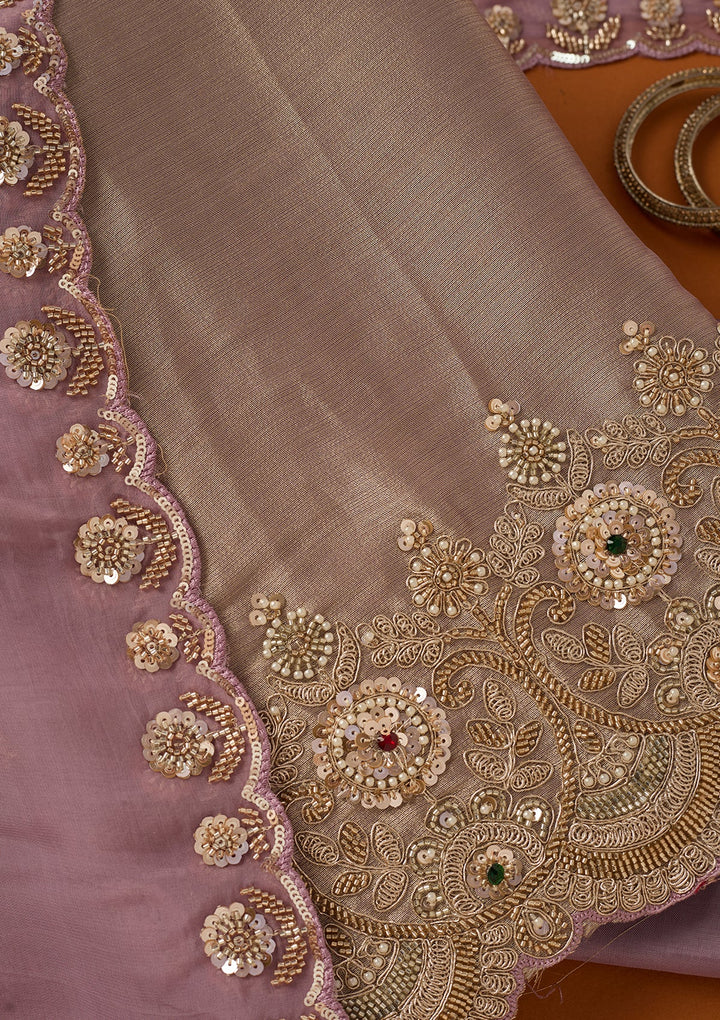 Lavender Cutdana Tissue Unstitched Salwar Suit