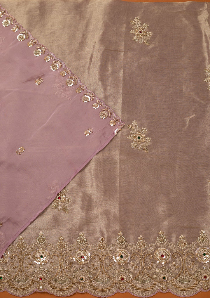 Lavender Cutdana Tissue Unstitched Salwar Suit