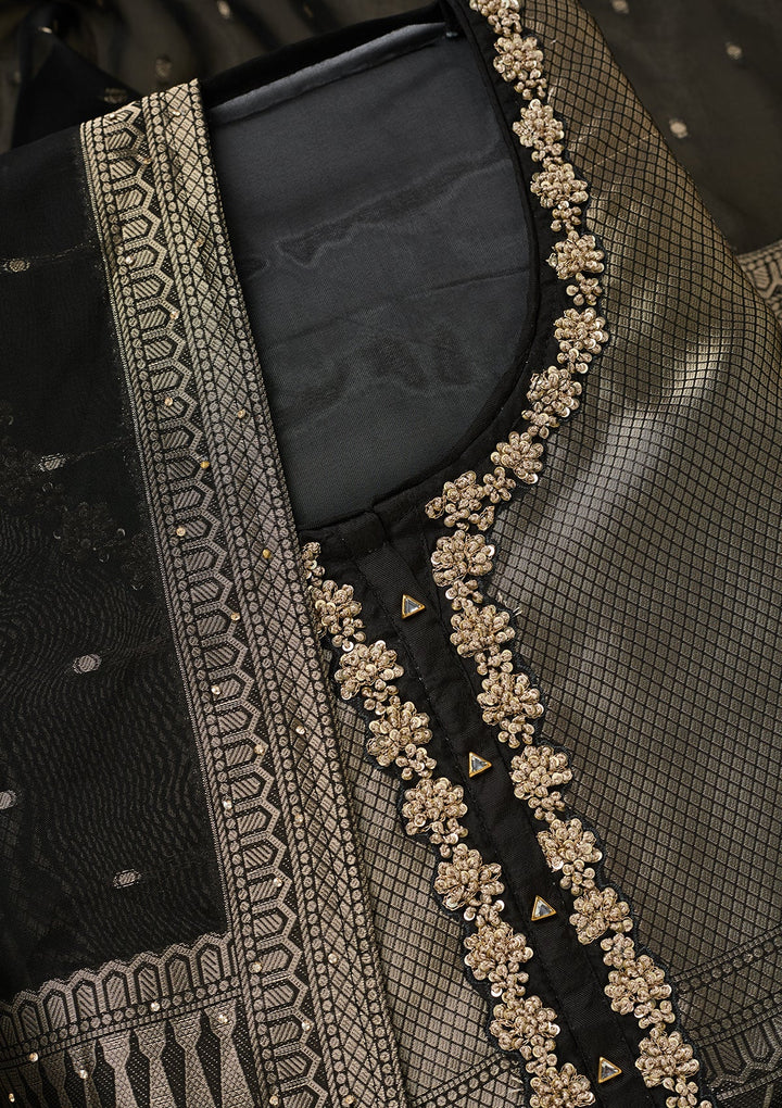 Black Cutdana Dola Silk Unstitched Salwar Suit