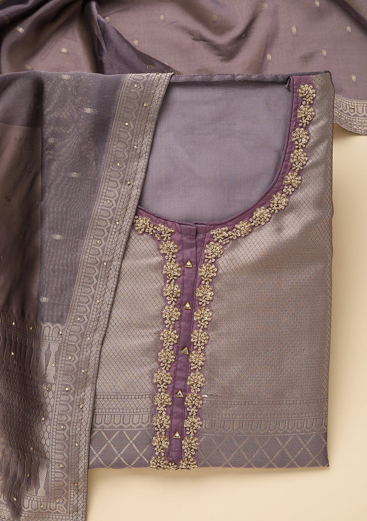 Lavender Cutdana Dola Silk Unstitched Salwar Suit