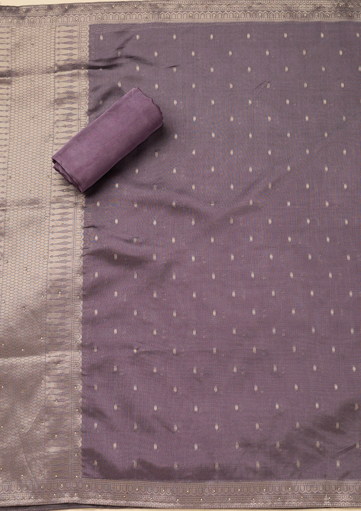 Lavender Cutdana Dola Silk Unstitched Salwar Suit