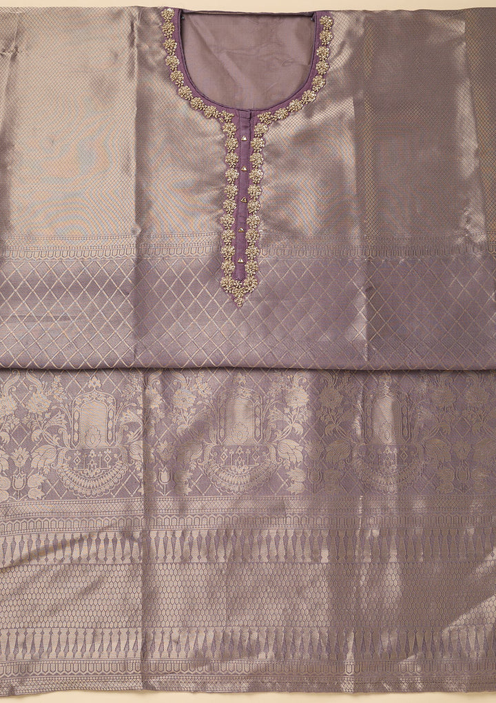 Lavender Cutdana Dola Silk Unstitched Salwar Suit