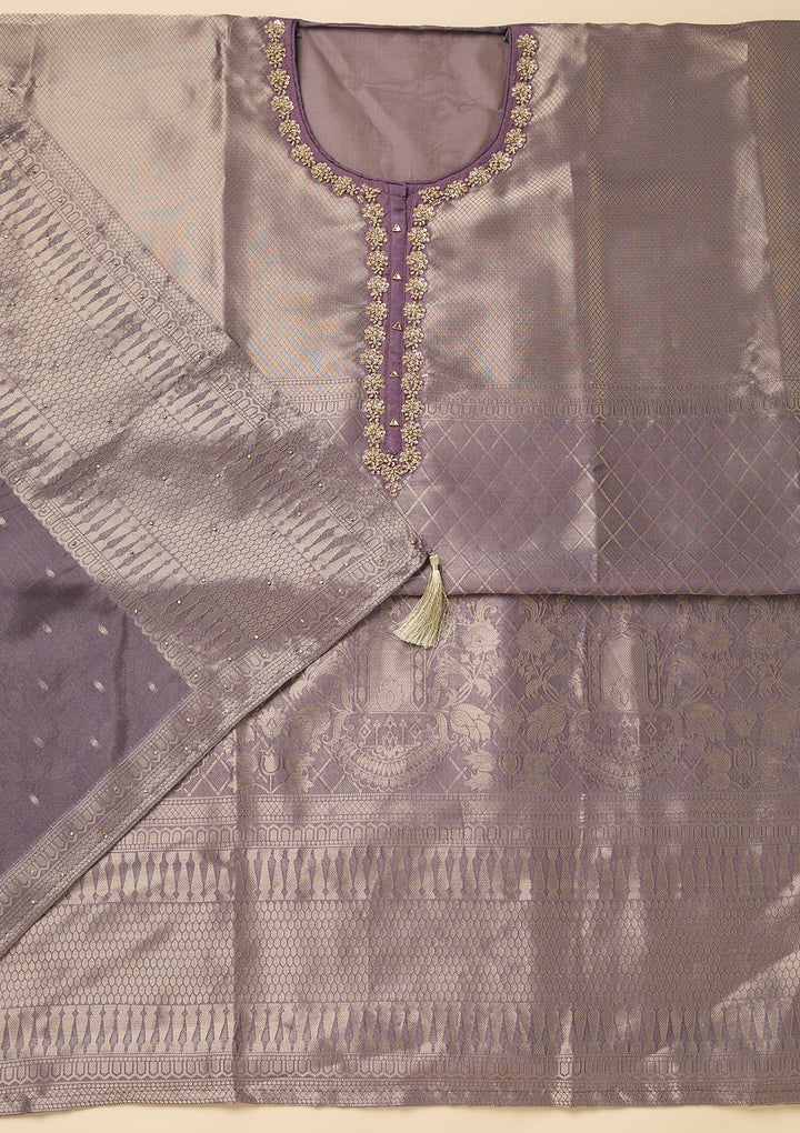 Lavender Cutdana Dola Silk Unstitched Salwar Suit