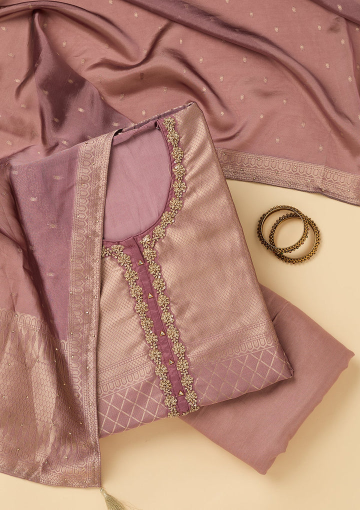 Mauve Cutdana Dola Silk Unstitched Salwar Suit