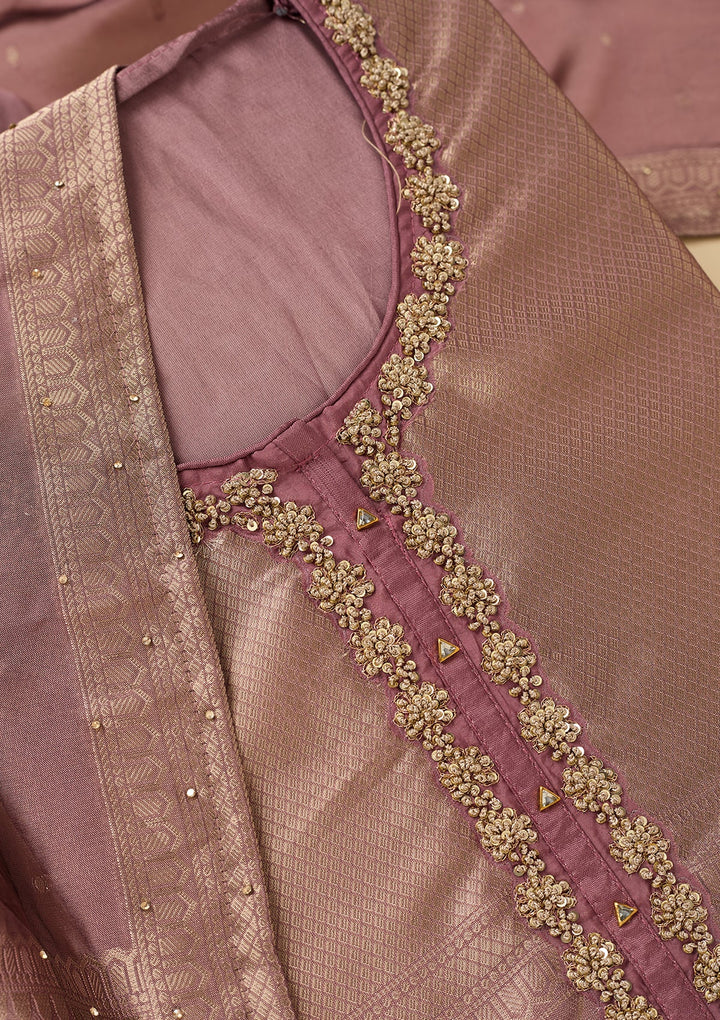 Mauve Cutdana Dola Silk Unstitched Salwar Suit