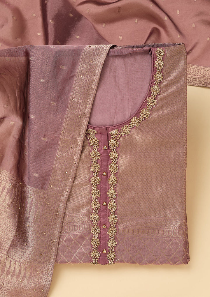 Mauve Cutdana Dola Silk Unstitched Salwar Suit