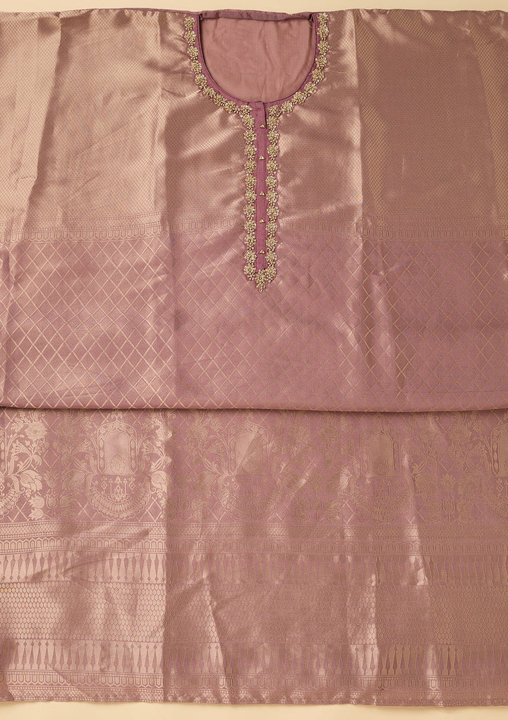Mauve Cutdana Dola Silk Unstitched Salwar Suit
