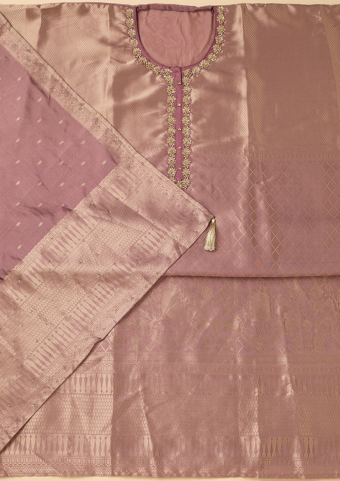 Mauve Cutdana Dola Silk Unstitched Salwar Suit
