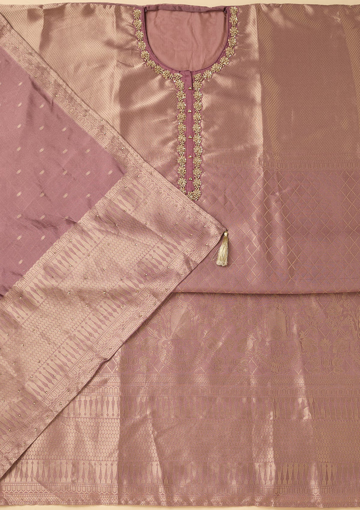 Mauve Cutdana Dola Silk Unstitched Salwar Suit