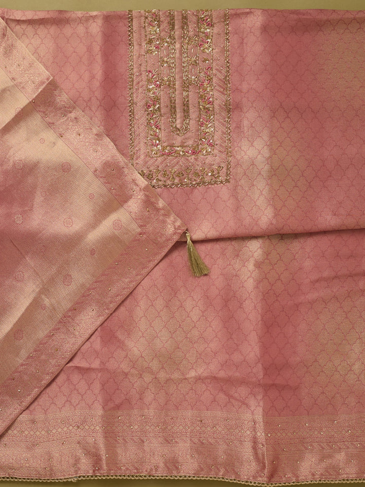 Onion Pink Cutdana Dola Silk Unstitched Salwar Suit