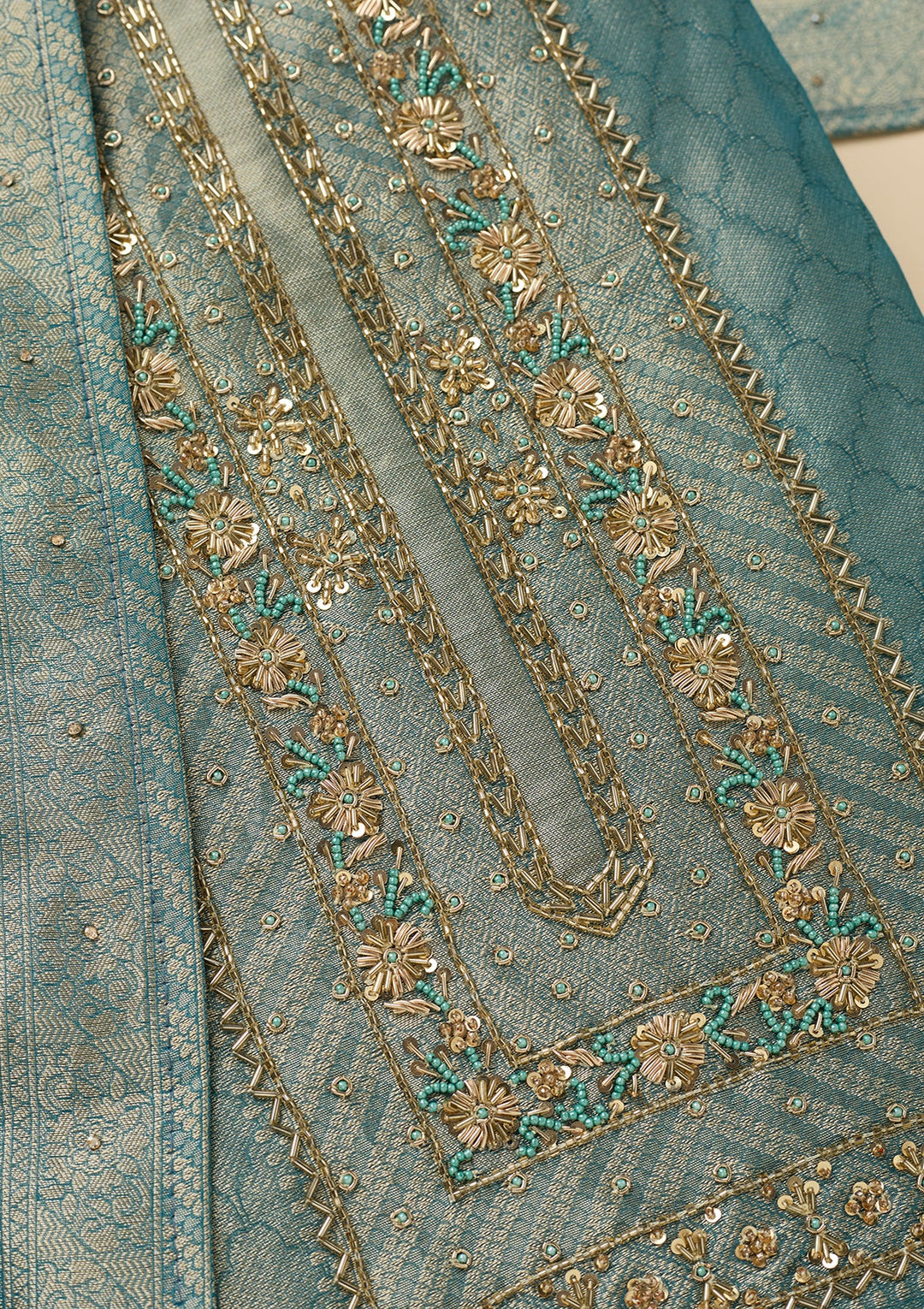 Sky Blue Cutdana Dola Silk Unstitched Salwar Suit
