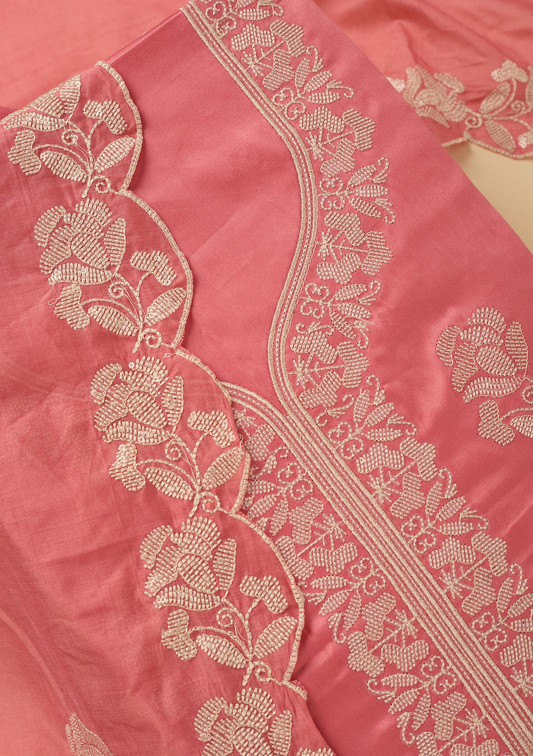 Gajari Pink Sequins Cotton Unstitched Salwar Suit