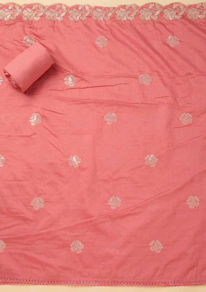 Gajari Pink Sequins Cotton Unstitched Salwar Suit
